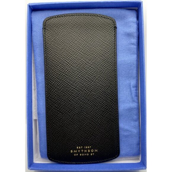Smythson of Bond Street Panama Glasses Case Black Cross Grain Leather Spain - Picture 11 of 14
